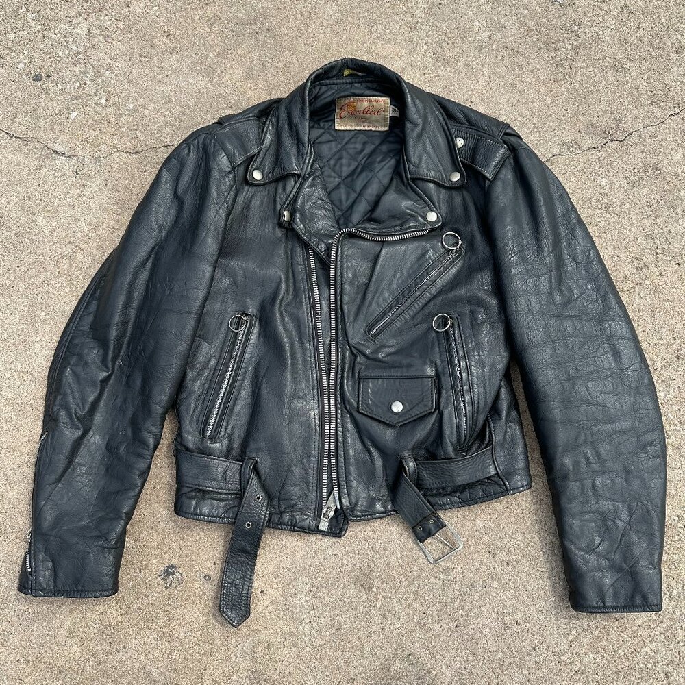 Excelled Vintage Leather Jacket with quilted lining - size 38